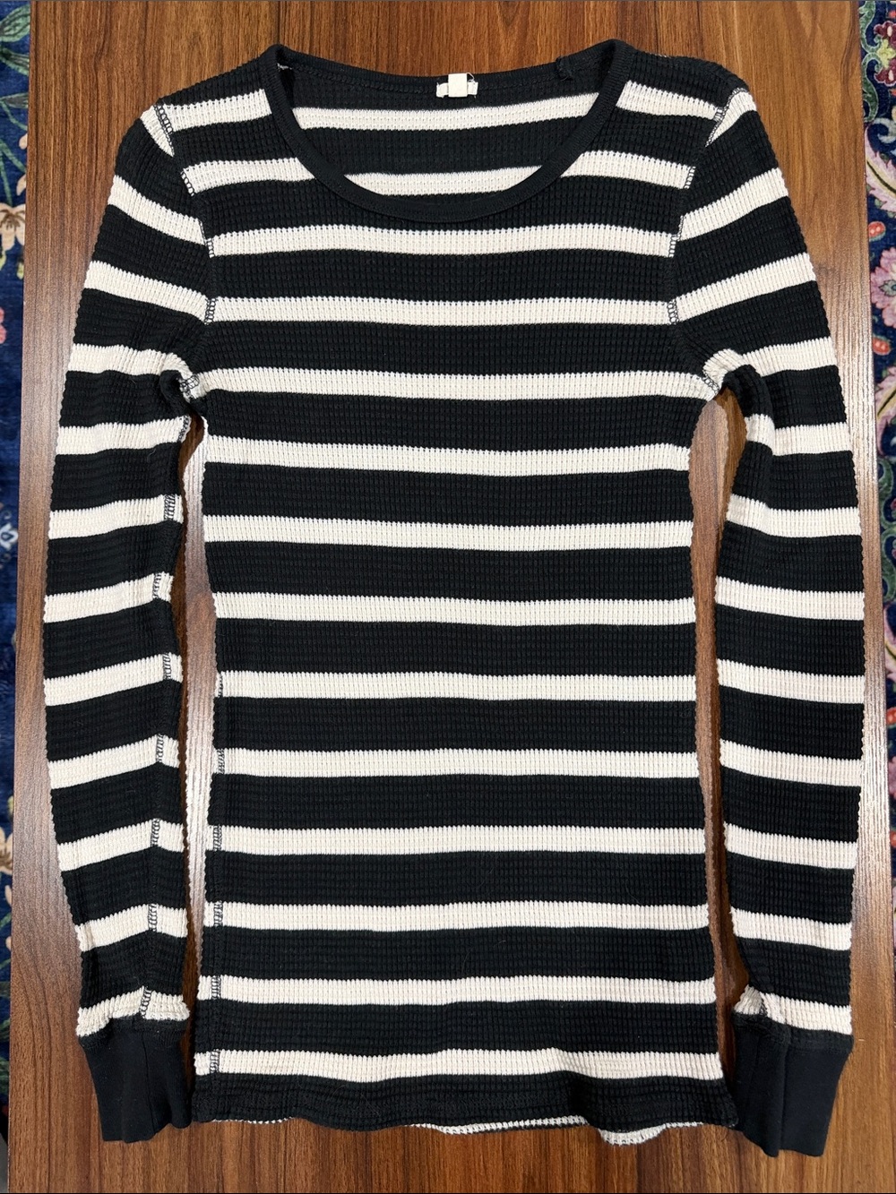 J.Crew Black & White Striped Long Sleeve Knit Top Spring Summer Fall Size S